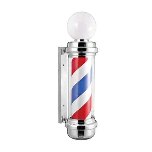 Barber Pole Med Topp Lampa 85 cm Silver