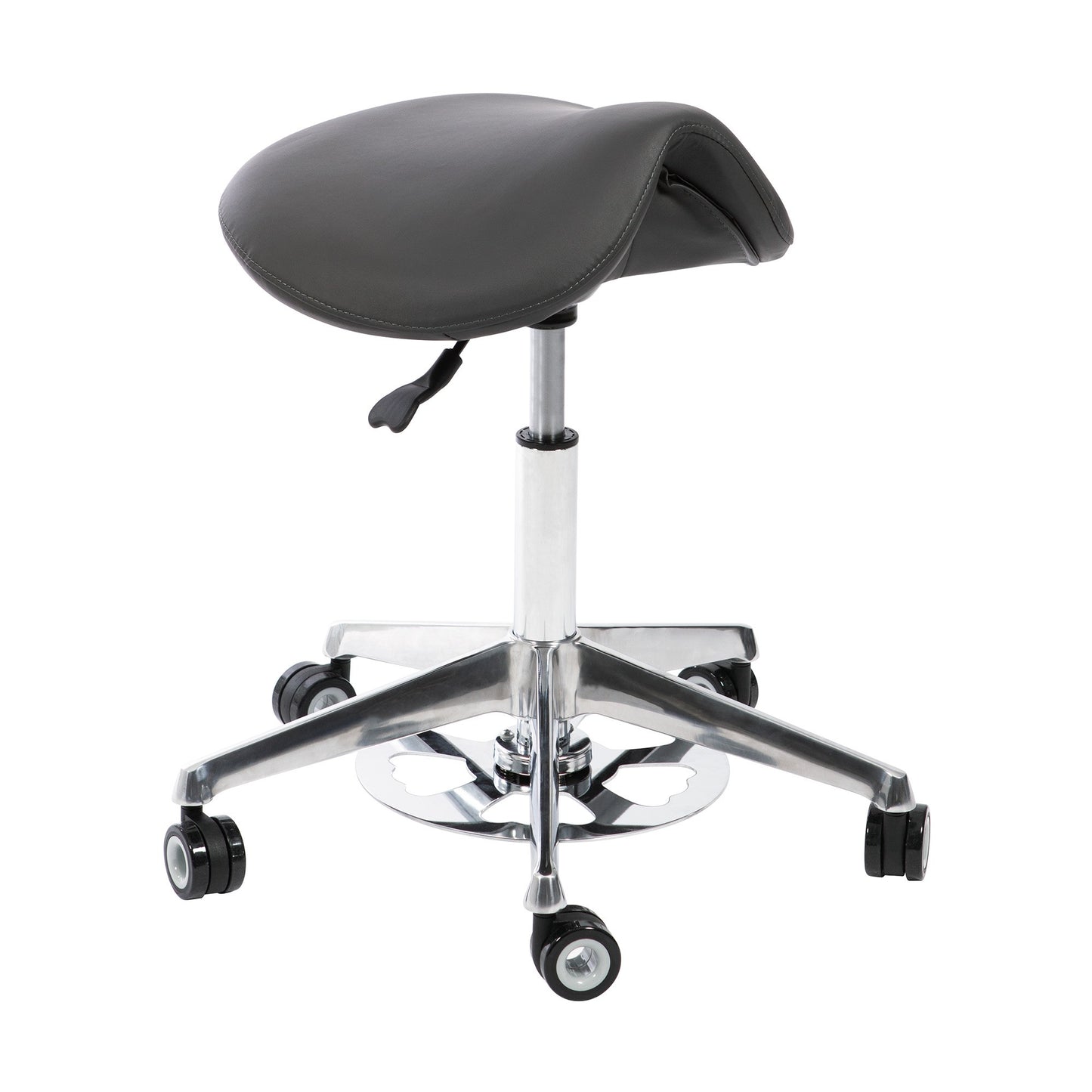 Ergonomisk sadelstol med hånd- og fotstyrt høydejustering