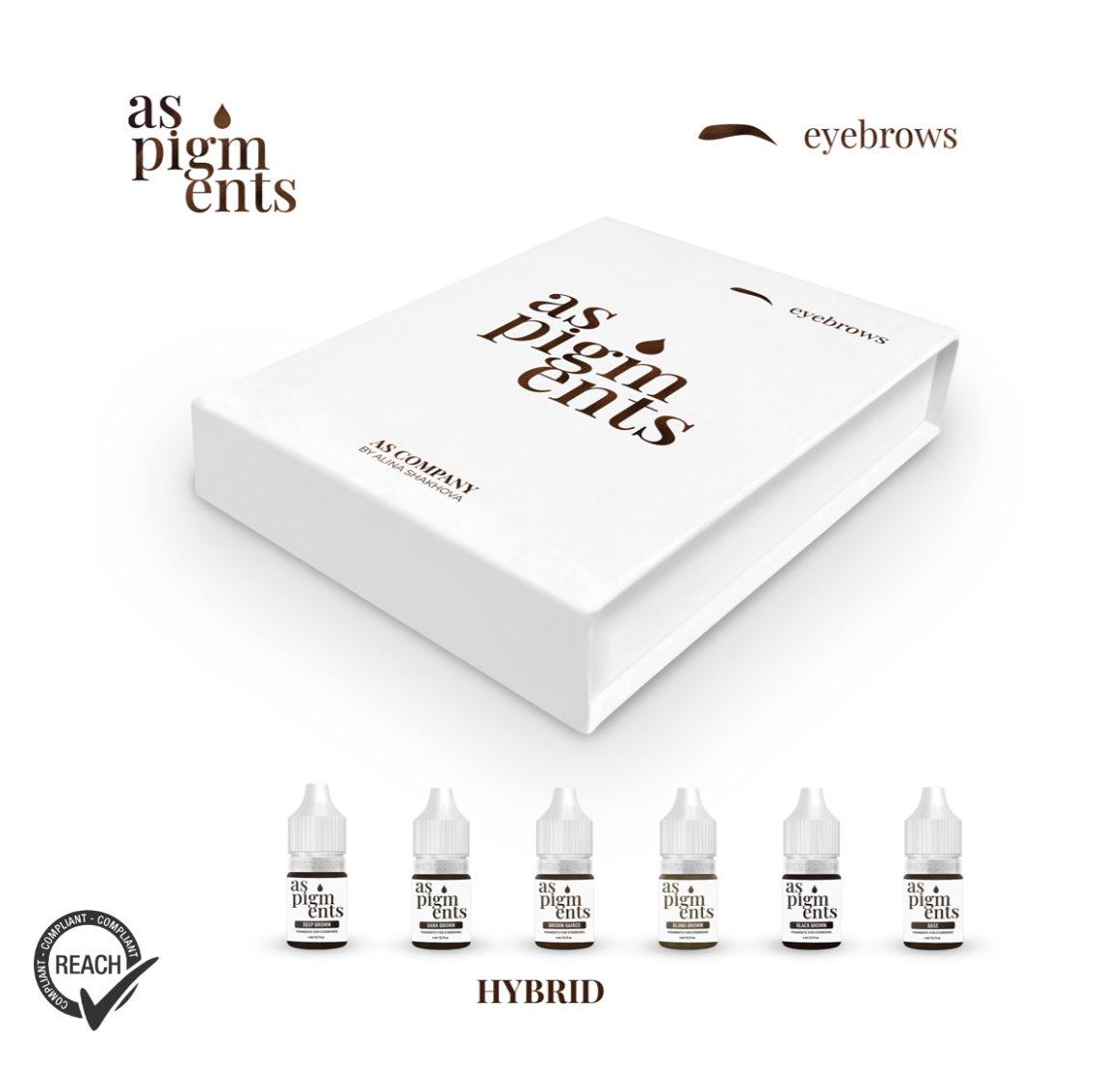 AS Pigments Hybrid Øyenbrynsett – 6 × 6 ml